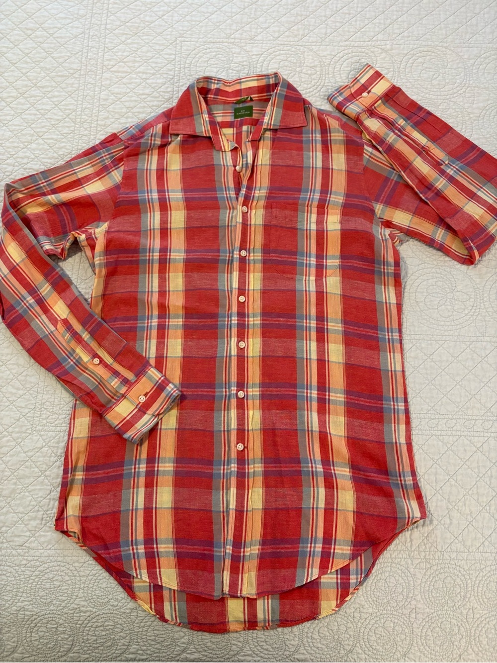 Sid Mashburn madras button down shirt. Size medium.